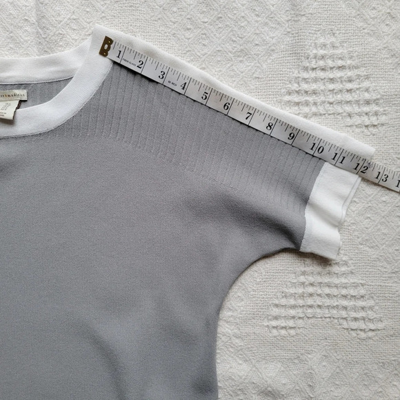 Mercer &  Madison Casual Neutral Short sleeve Rayon bland Top- Grey/White - Picture 8 of 10